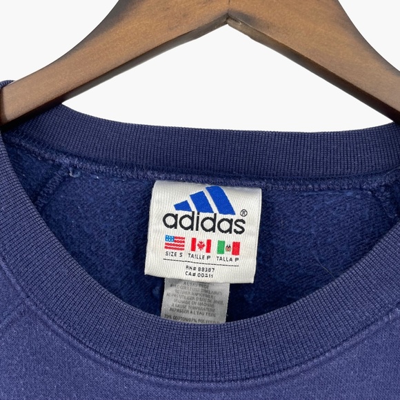 Vintage Adidas Terrycloth Front Logo Blue Wash Sweater - Picture 3 of 9